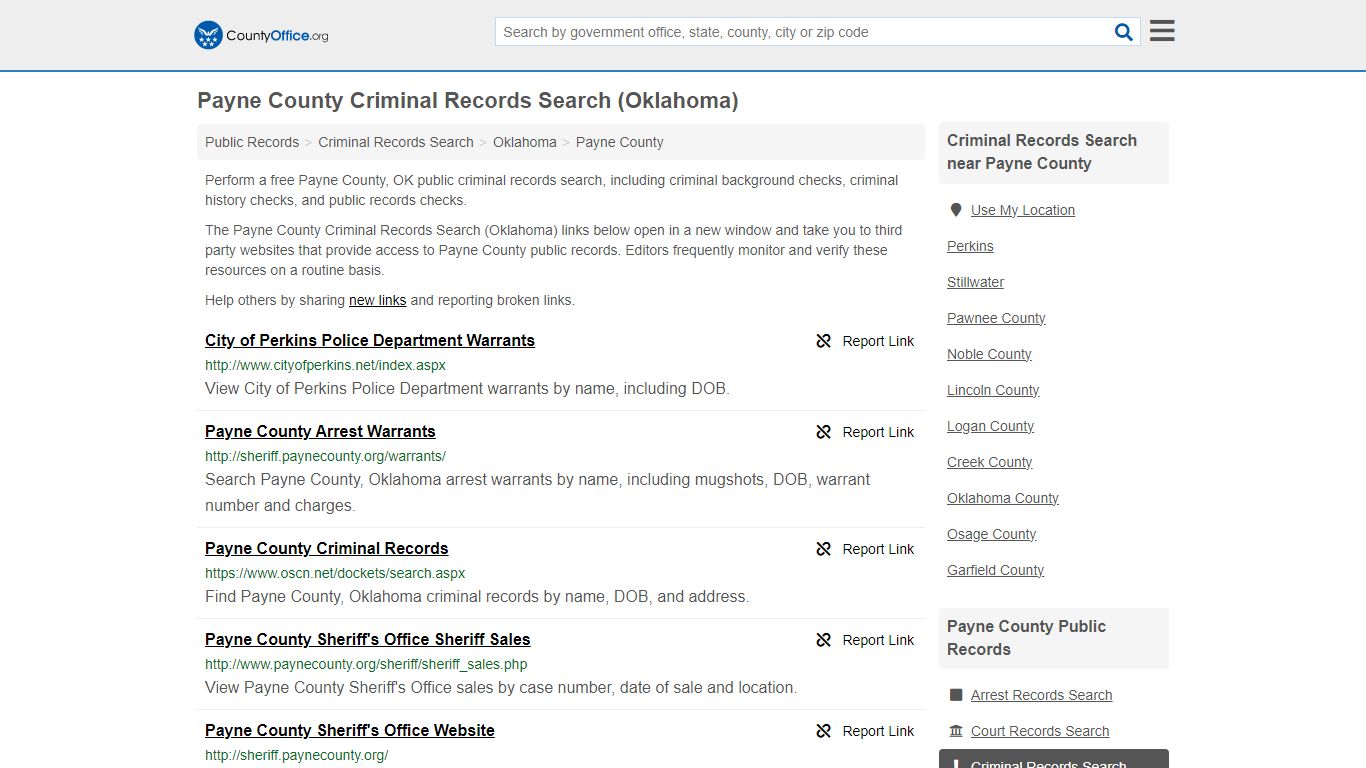 Payne County Criminal Records Search (Oklahoma) - County Office