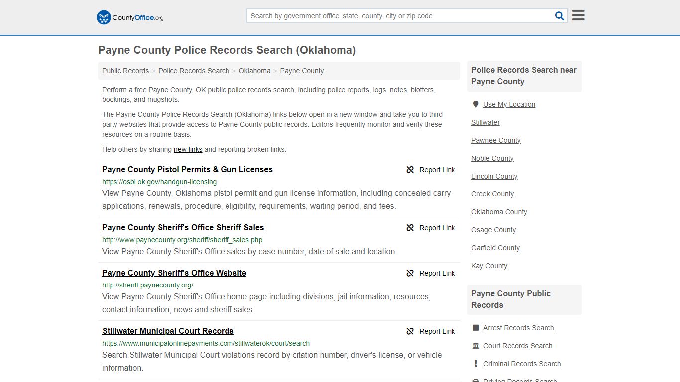Payne County Police Records Search (Oklahoma) - County Office