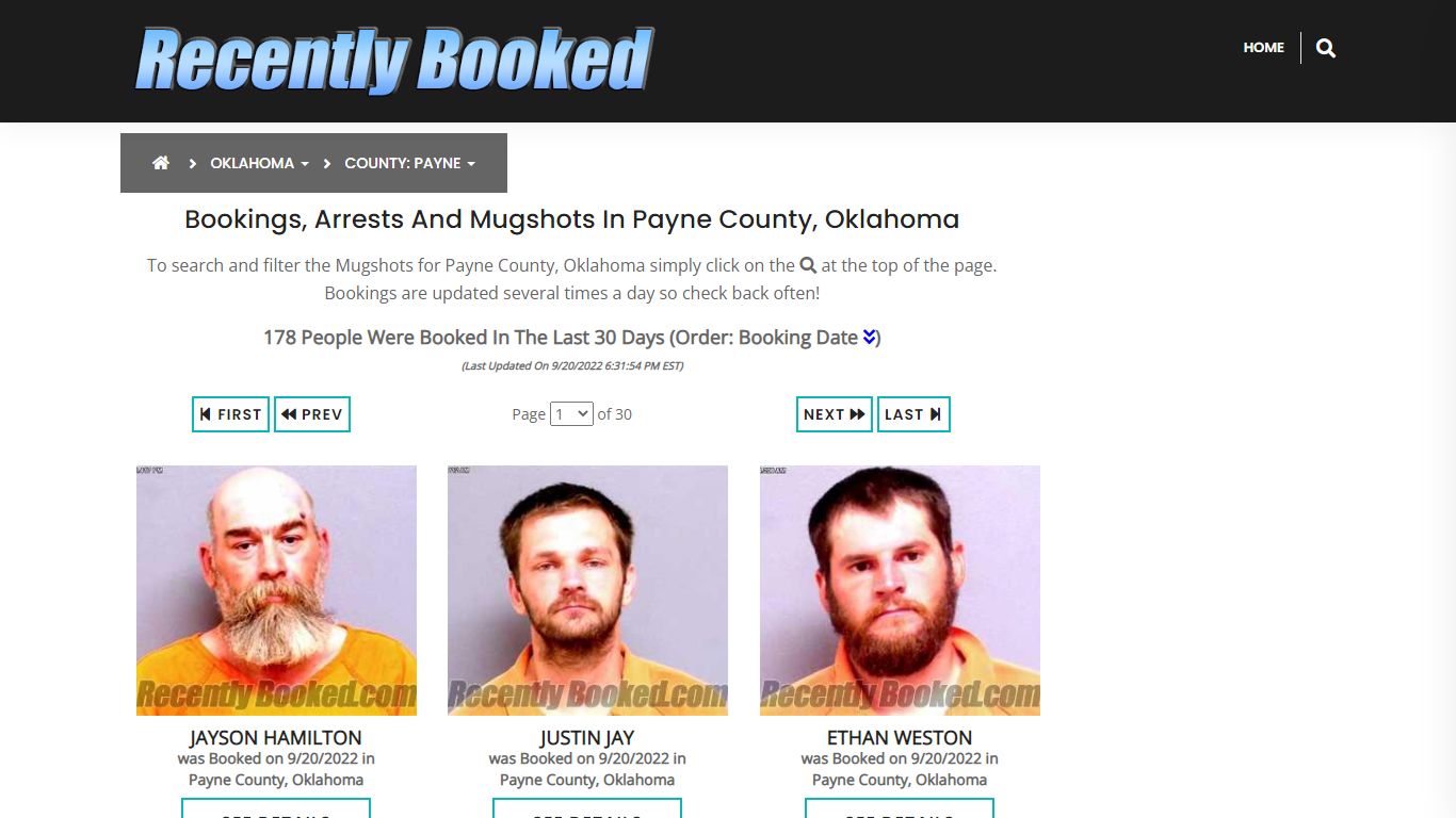 Bookings, Arrests and Mugshots in Payne County, Oklahoma - Recently Booked